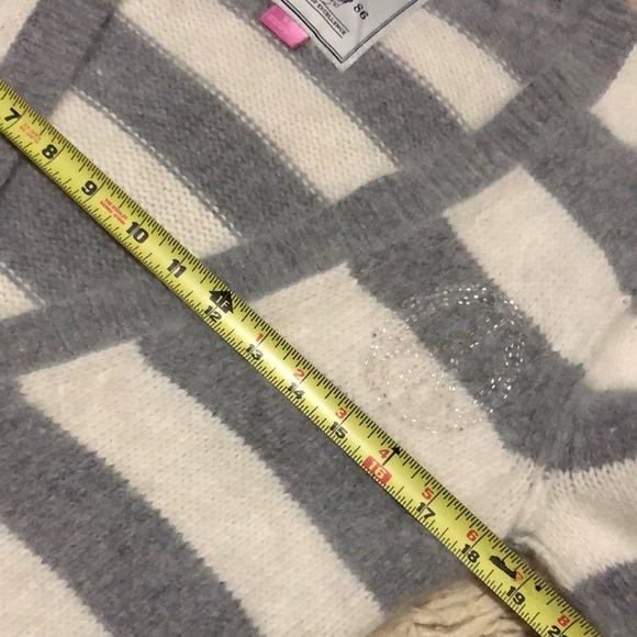 RARE-VS PINK Angora Cardigan-Sz S-Gray&White Stripes-Deep V Neck-EUC - Picture 10 of 16